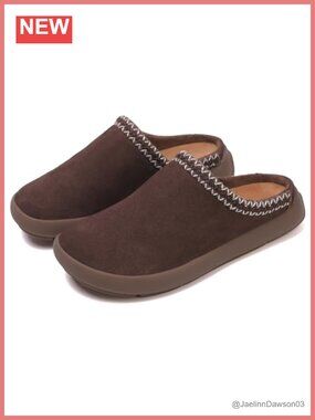 Women's Suede Mules Arch Support Indoor Outdoor Lace Up Slippers